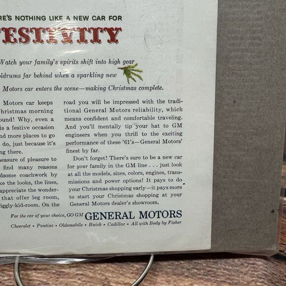 1961 Pontiac Safari Wagon Tempest Festive Ad Christmas Tree Lot Farm Vintage GM - Picture 3 of 5